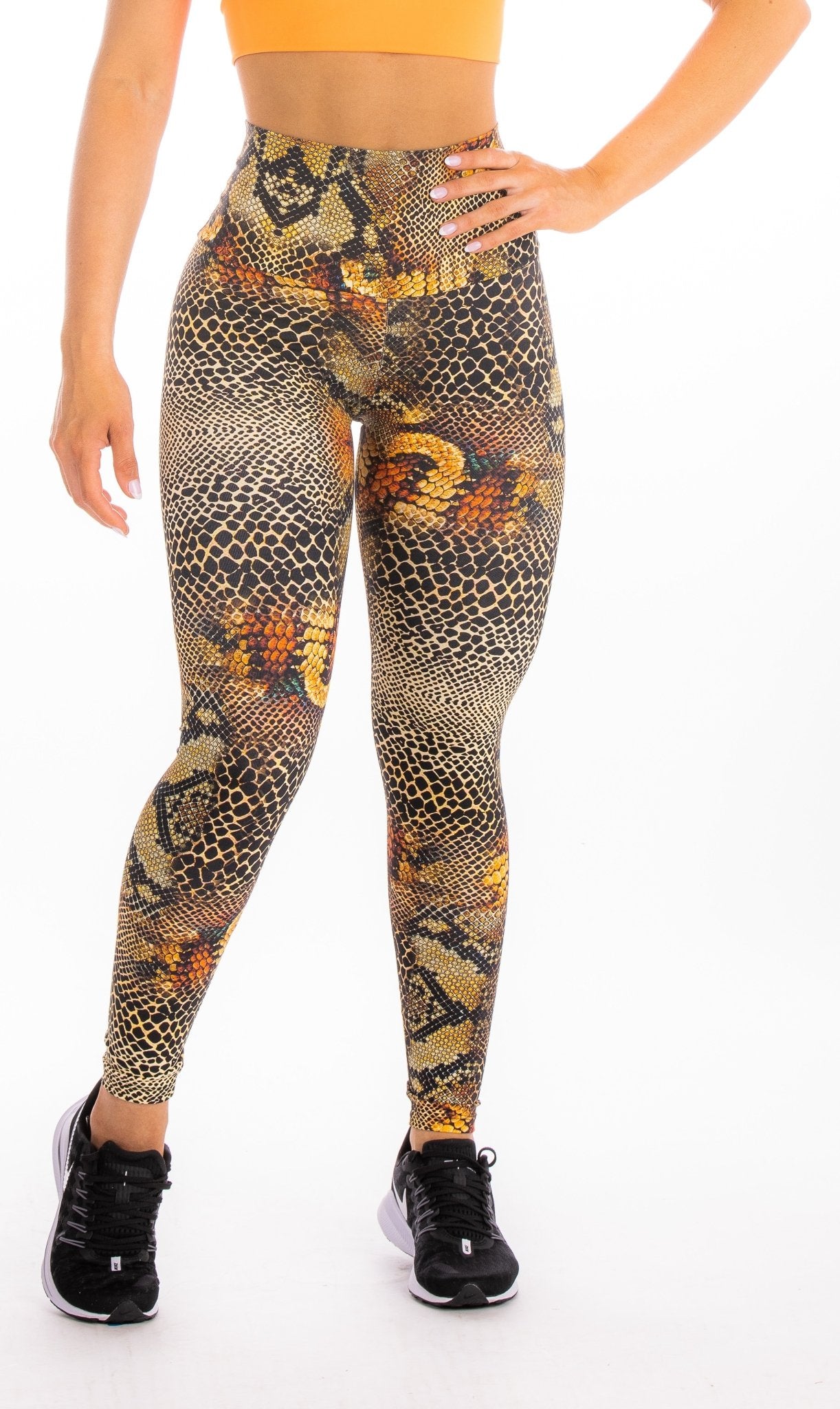 Legging Cintura Alta Cobra Marron/Laranja - ZADFIT