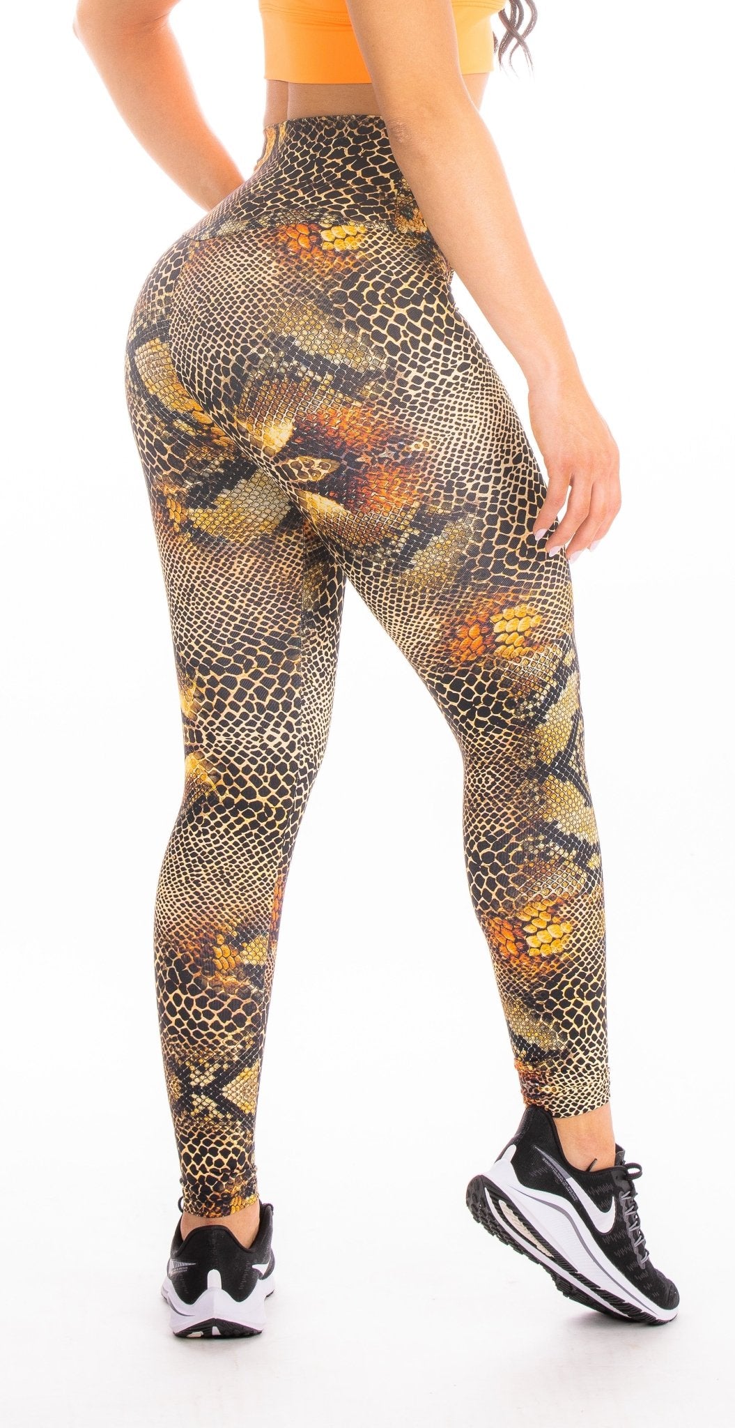 Legging Cintura Alta Cobra Marron/Laranja - ZADFIT