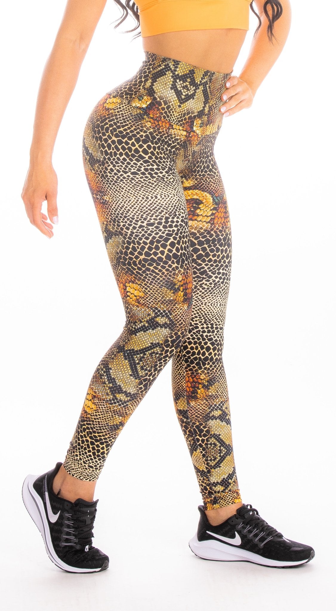 Legging Cintura Alta Cobra Marron/Laranja - ZADFIT