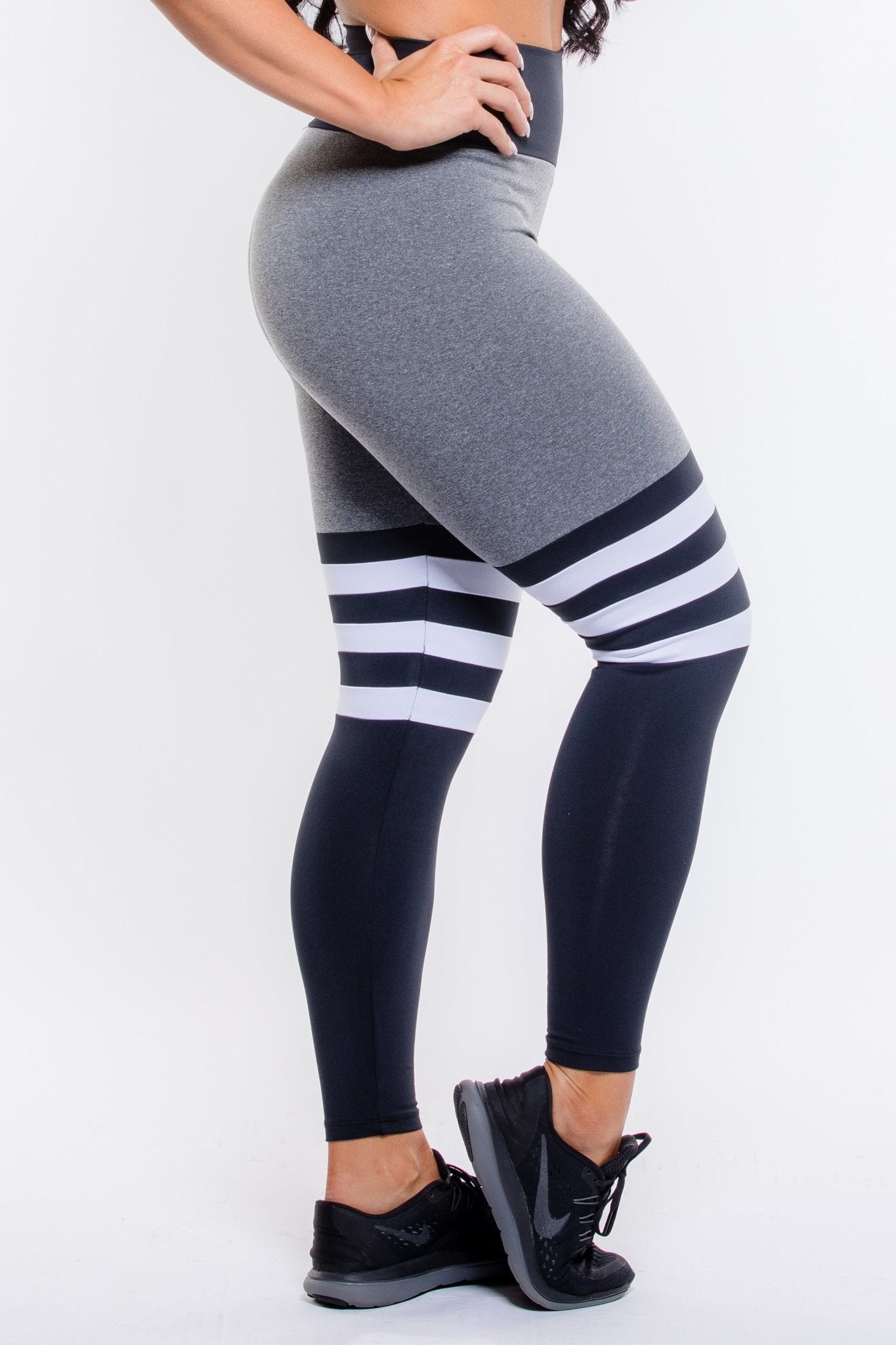 Legging Cintura Alta Colegial Cinza e Preta - ZADFIT