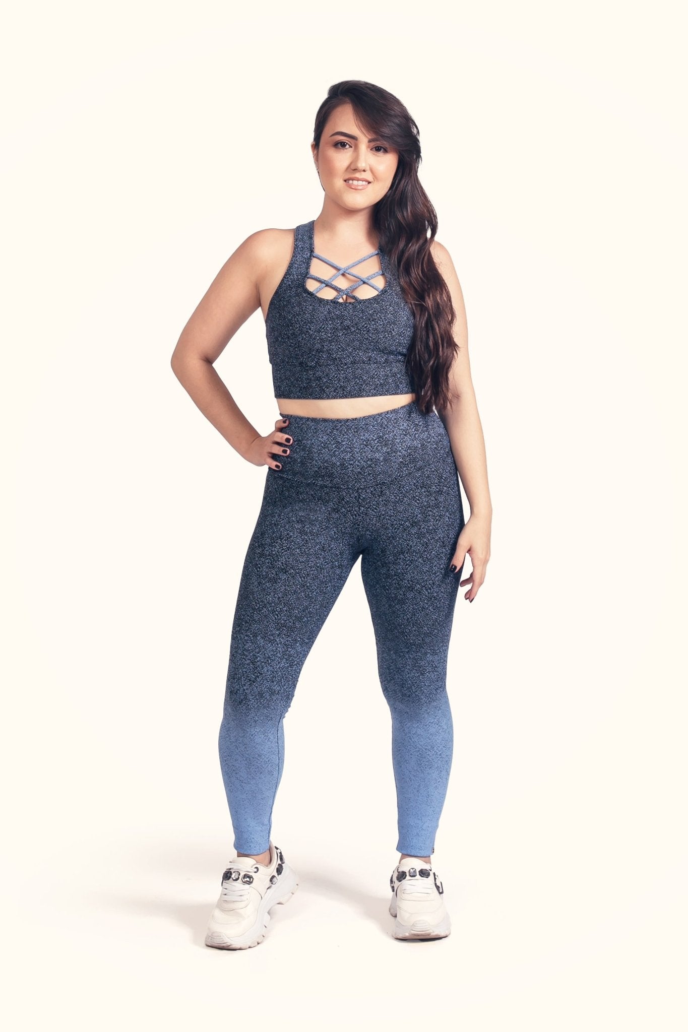 Legging Cintura Alta Degradê Preto/Azul - ZADFIT